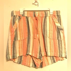 Linen shorts Beautiful colors gold stream drawstring new never worn